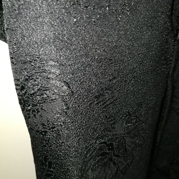 VINTAGE EATON 80 Black Secretary Style Flowy Oversized Button Front Blouse Large - Picture 6 of 14